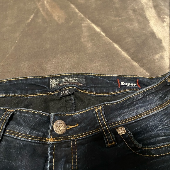 Blue low-rise silver mid-straight jeans. Waist 30 length 32 - Picture 2 of 5